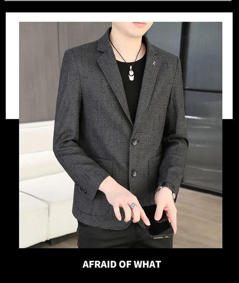 Blazer Men's Fashion Business Outdoor Travel Solid Color Trendy Wedding Youth Slimming Versatile Casual High Formal Wear Blazer