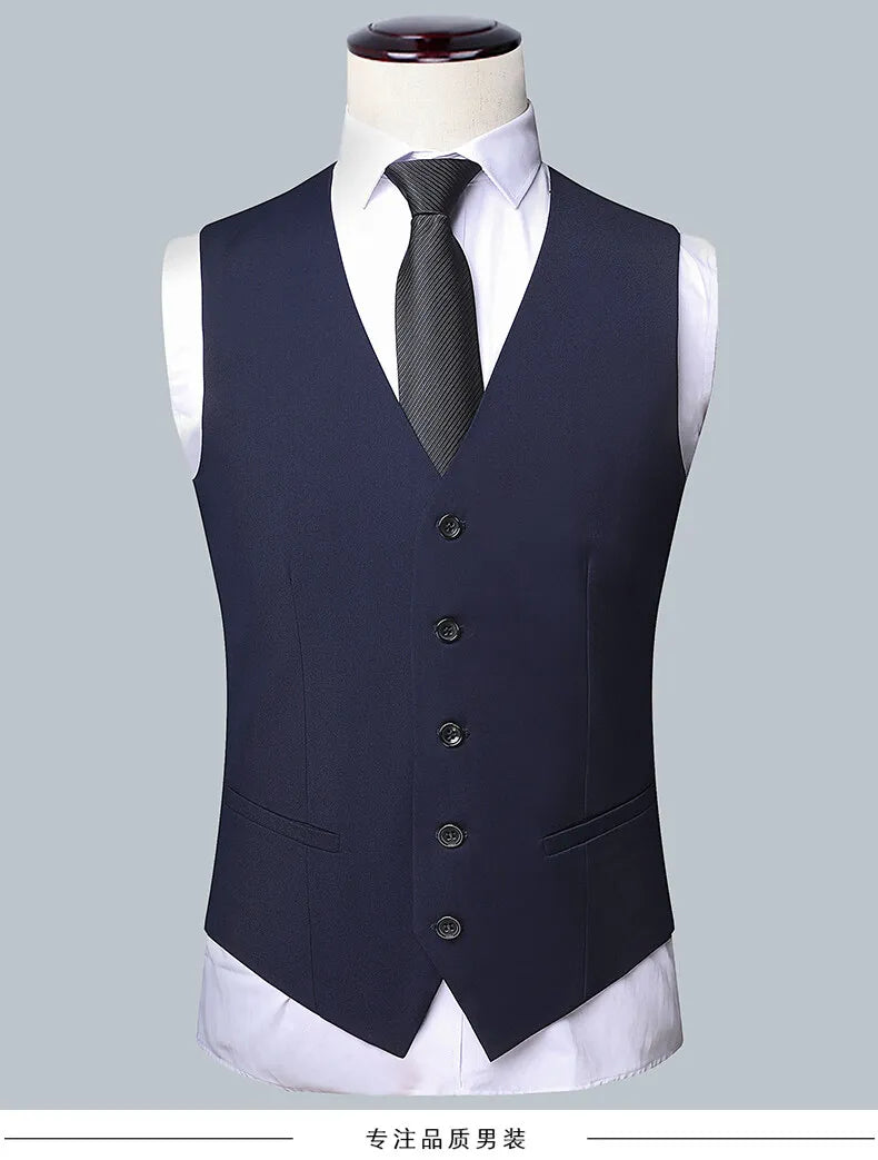 Men's 3-Piece Wedding Suit – Single Breasted, Smart Casual, Blue/Black/Gray – All Seasons