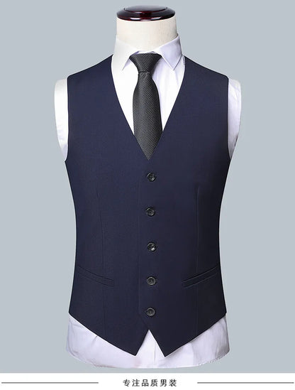 Men's 3-Piece Wedding Suit – Single Breasted, Smart Casual, Blue/Black/Gray – All Seasons