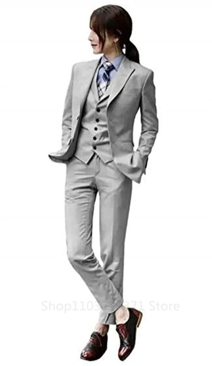 Women's Pant Suit 3-Piece Blazer Set for Formal Office and Wedding Occasions