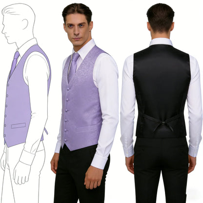Men's Waistcoat Floral Paisley Vest with Tie Hanky Cufflinks Set for Wedding and Business