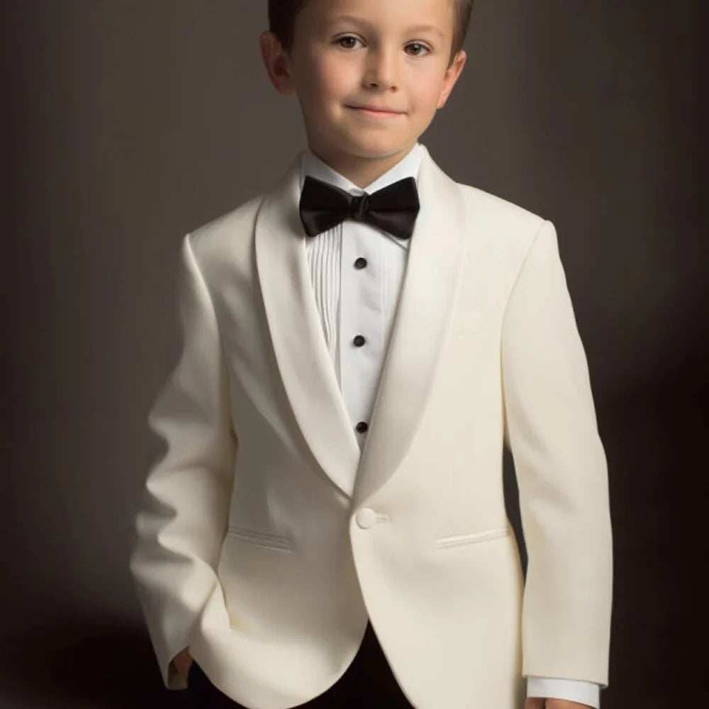 Chic Suits for Boy Cute Shawl Lapel One Button Blazer with Pants Party Costume Wedding Tuxedos 2 Piece Fashion Kids Clothes