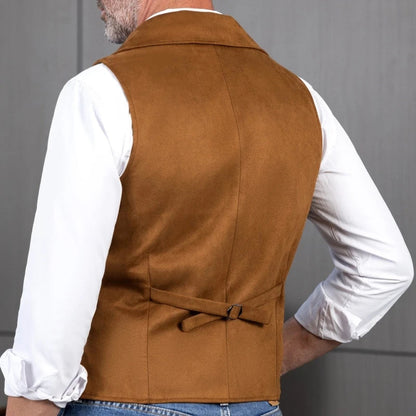 Men's Formal Vest Double Button Frosted Velvet Waistcoat for Weddings and Banquets