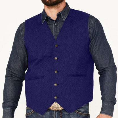 Men's Suit Vest – Herringbone Weave, Single Button, V-Neck, Wedding & Business Formal