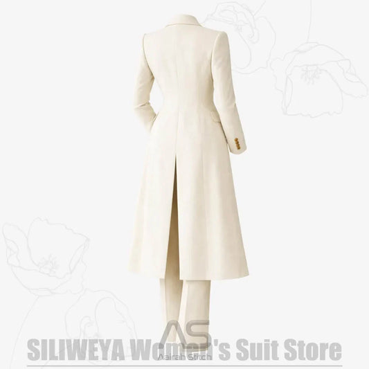 Women's Suit 3 Piece Double Breasted Long Coat Vest Pants Elegant Formal Business Wear Luxury Wedding Party Prom Outfit 2026