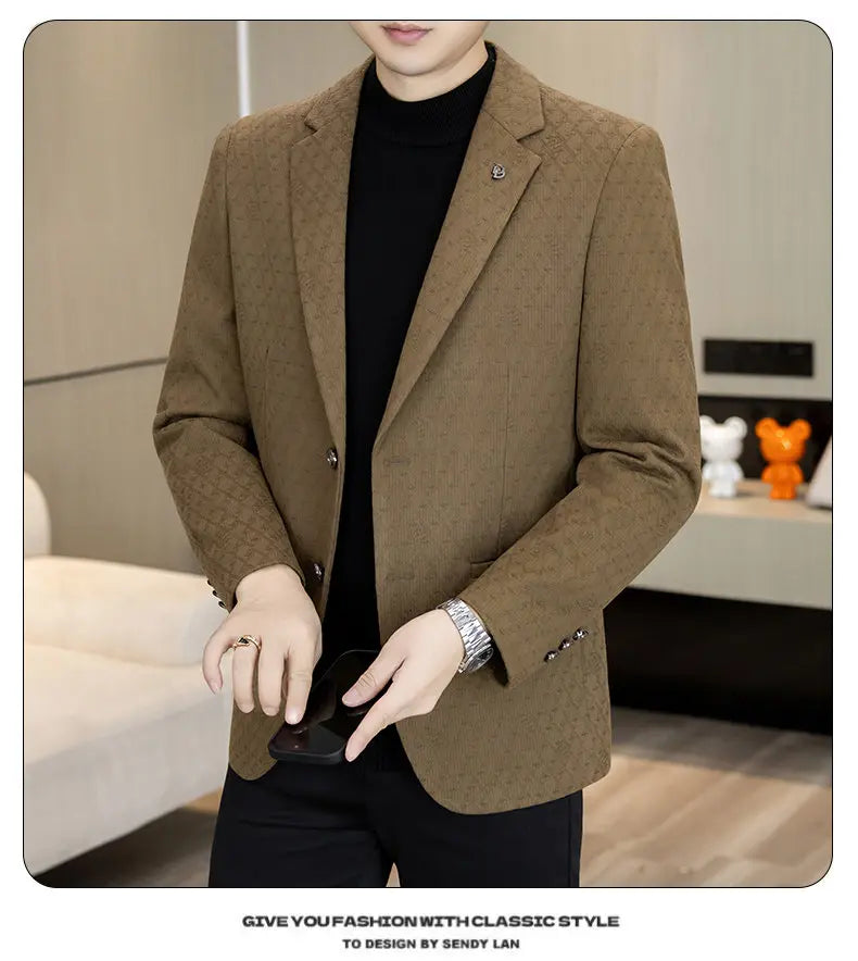 High-Quality Fashionable Autumn Winter New Design Casual Men's Suit Jacket Trendy Versatile Outerwear for Business And Casual We