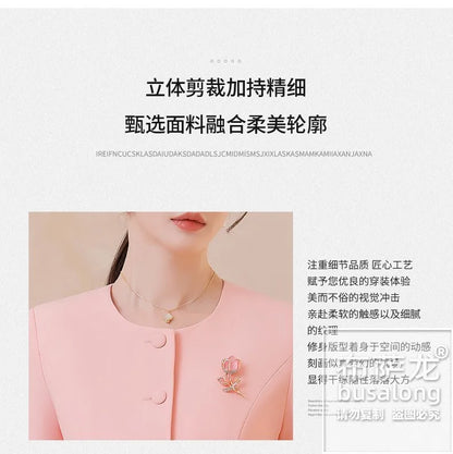 2025Summer Blue Short Sleeve Blazer Suit Professional Women's Skirt Set Short Skirt Elegant Fashion Formal Workwear