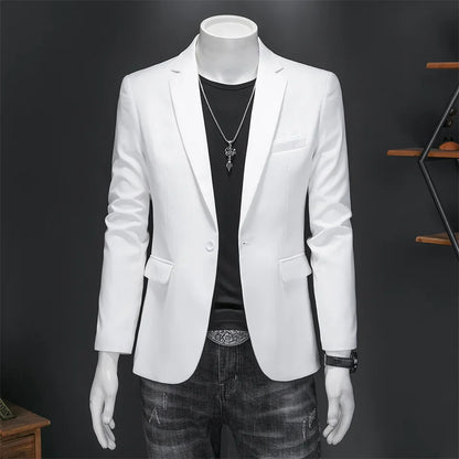 Men's Slim Fit Single-Breasted Blazer for Business Casual and Wedding Occasions