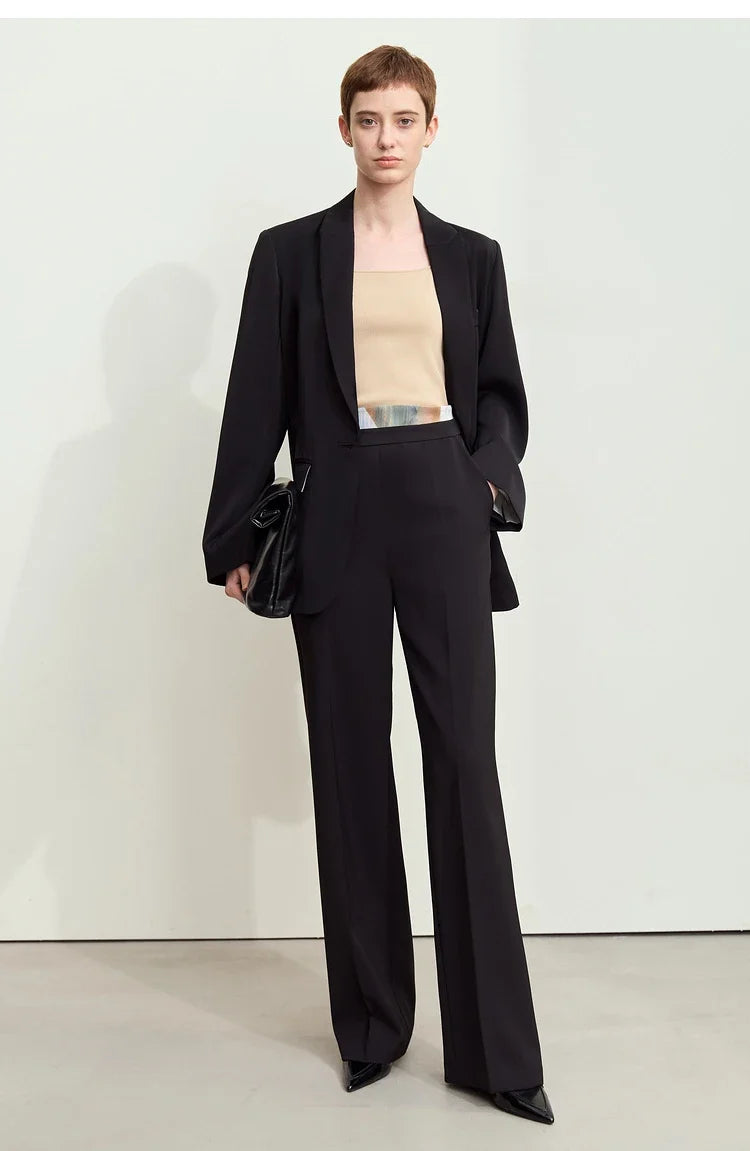 Minimalism Women Tailored Coat 2024 Autumn New Office Lady Lapel Collar Print Patchwork Mid-length Loose Blazer 12443016