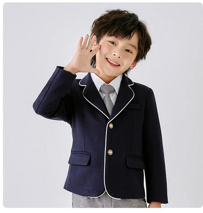 Kids School Uniforms Girls British Japanese Navy Jacket Suit Dress Boys Blazer Formal Outfits Chidren Student Clothes Class Sets