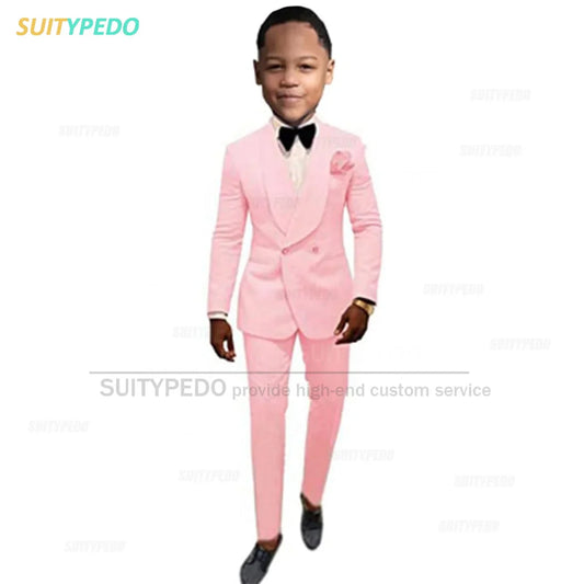 Suit For Kids Boys Baptism Formal Costume Children Birthday Photography Jacket Pants 2 Pieces Wedding Party Flower Boy Tuxedo