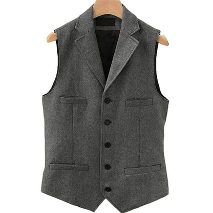 Men's Herringbone Vest – Single Breasted Waistcoat for Wedding & Formal Occasions