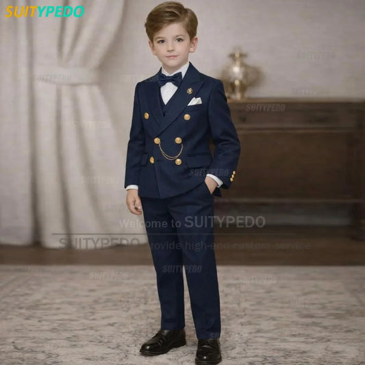 Classic Suit Sets For Boys Fashion Banquet Tailor-made Elegant Slim Fit Blazer Vest Pants 3 Pieces Children's Day Prom Outfits
