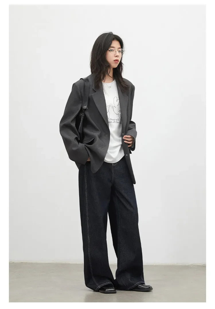 Fashion Women Blazers Loose Casual Design Bow Embossed Office Ladies Suit Jacket Gray Spring Autumn 2026 Female Coat