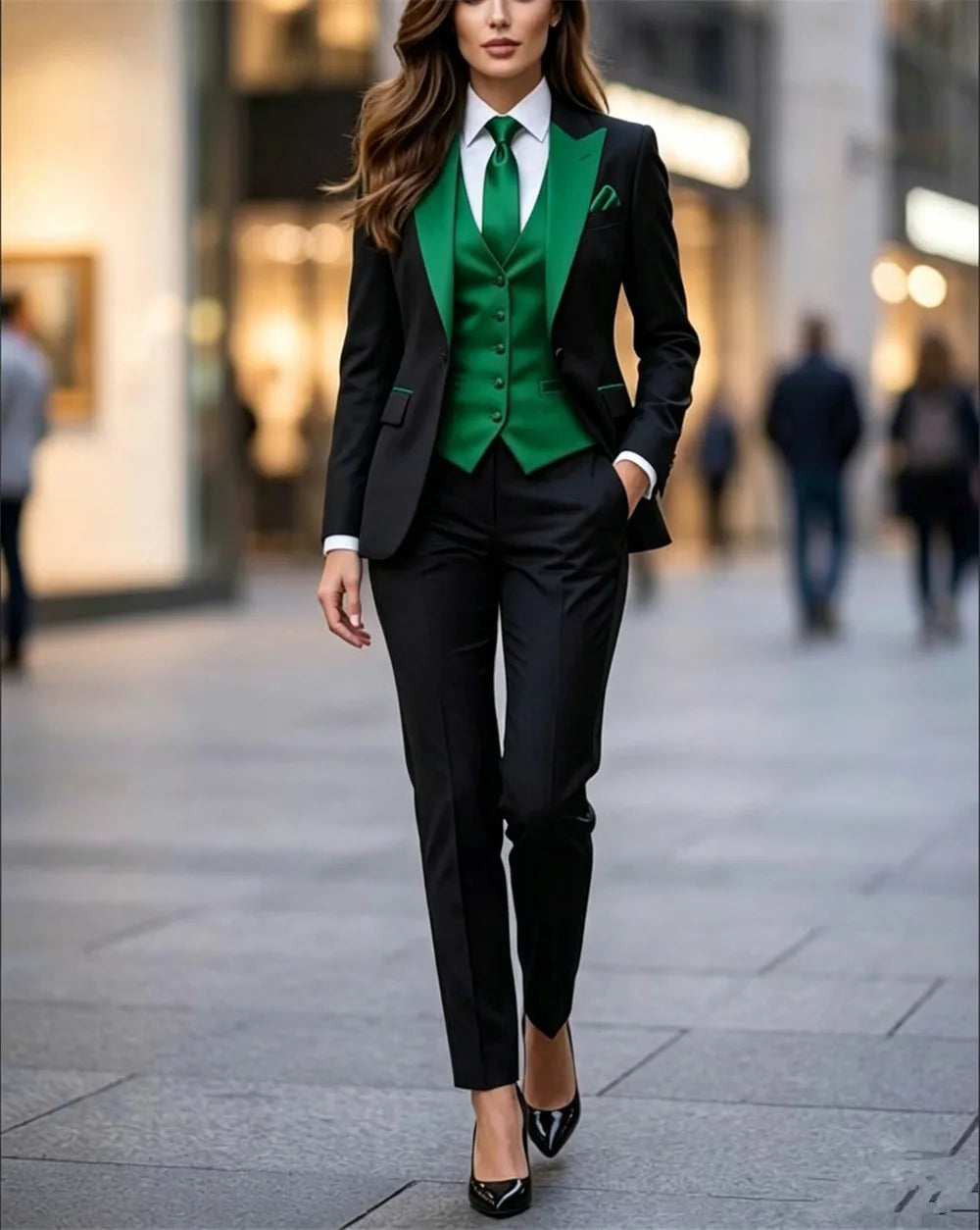New Women's Tuxedo 3-Piece Elegant Slim Fit Women's Suits Formal Party Wear Outfits (Blazer+Vest+Pants)