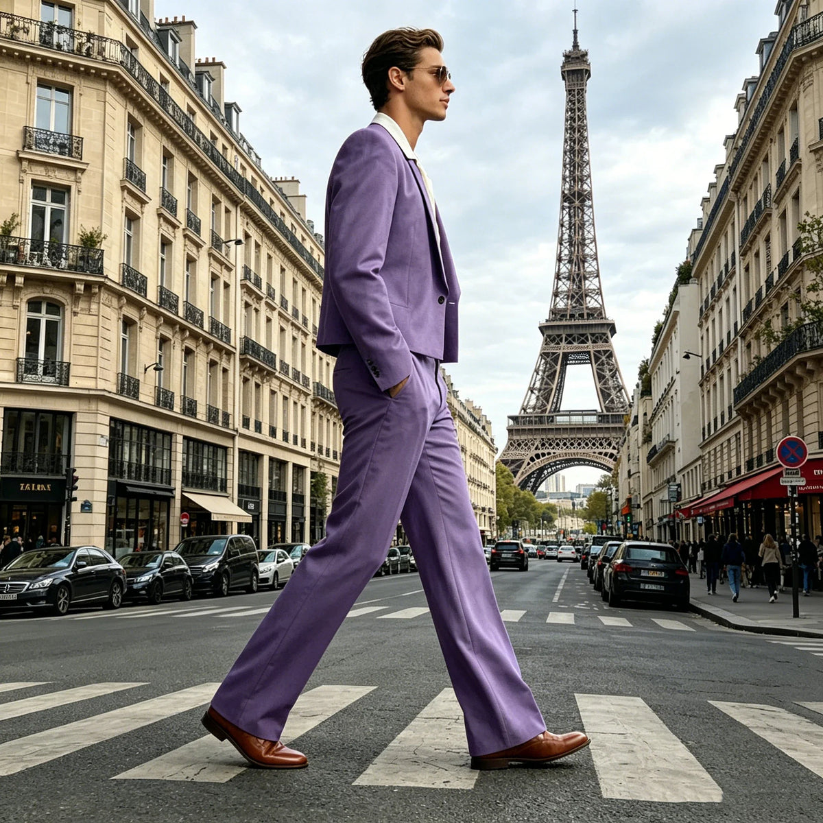 Men's 2-Piece Suit Set – Cropped Blazer & High Waist Flare Pants | Shawl Lapel Tuxedo for Formal & Party Occasions