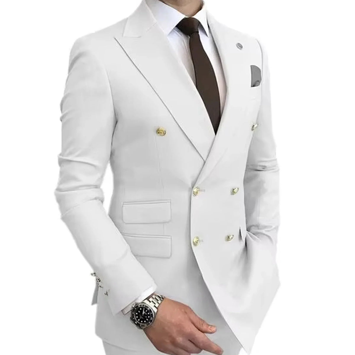 Men's Suit Blazer Slim Fit Double Breasted with White Peak Lapel Jacket Formal Business Tuxedo for Wedding Prom Party Dinner