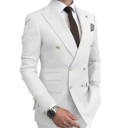 Men's Suit Blazer Slim Fit Double Breasted with White Peak Lapel Jacket Formal Business Tuxedo for Wedding Prom Party Dinner