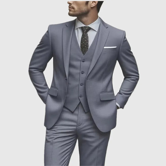 Costume 3 pièces élégant pour homme - Smoking ajusté pour mariages et occasions formelles, parfait pour les réunions de bureau et les événements élégants