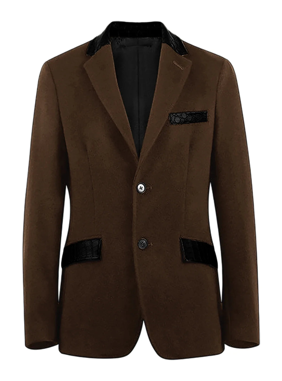 Men's Wool Blend Blazer Black Croc Print Lapel Collar Slim Fit Formal Business Casual Suit Jacket Autumn Winter Sport Coat