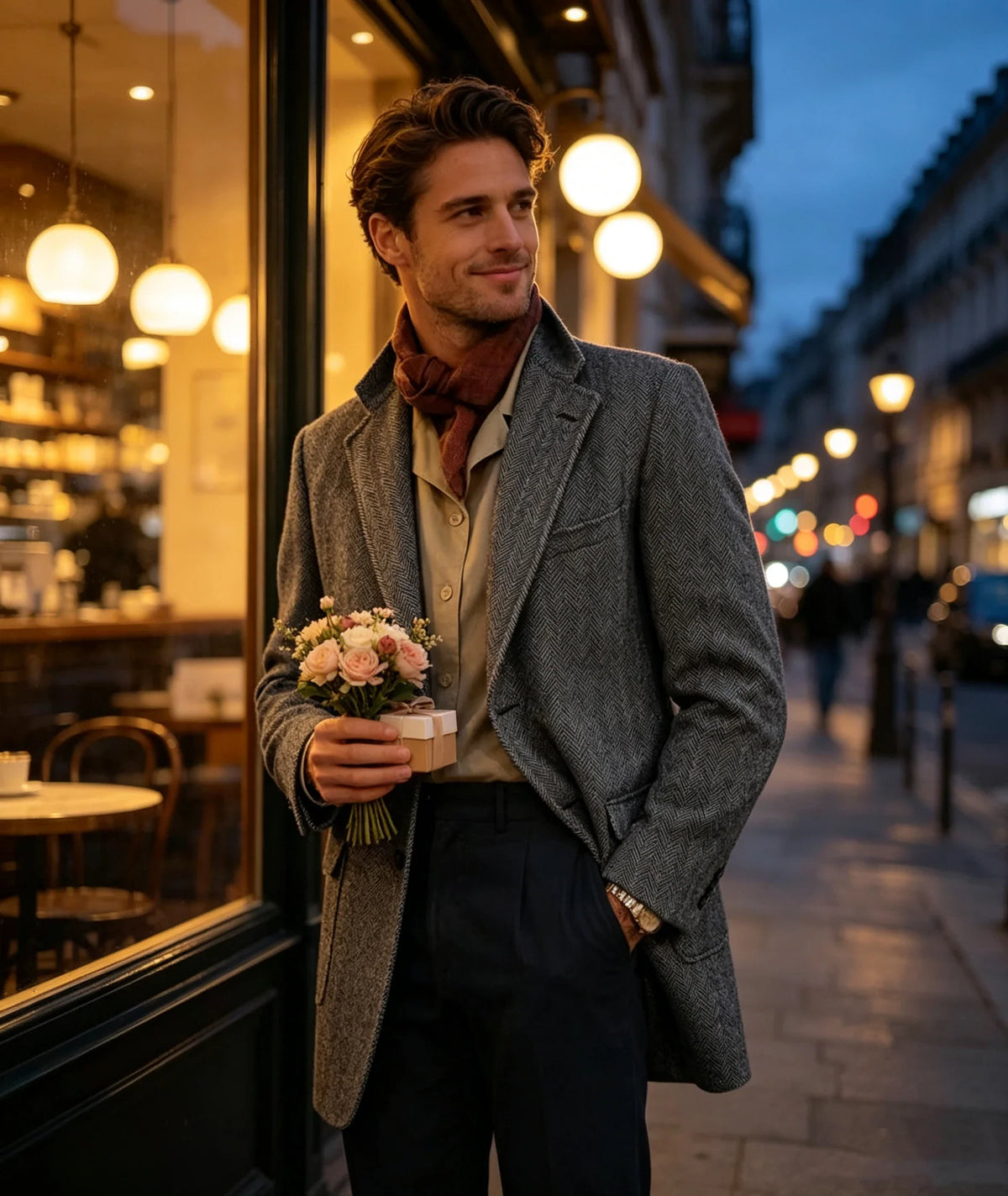 Mens Herringbone Tweed Blazer Vintage Wool Blend Houndstooth Jacket Regular Fit Notch Lapel Business Casual Outerwear Coat