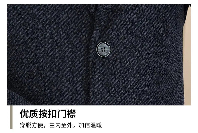 Middle-aged and young business suits, golden mink fleece casual Chenille woolen jackets for men in autumn and winter, with added