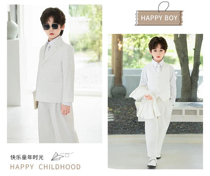 2026 New Flower Boys Wedding Dress Kids Birthday Party Outfit Children's Piano Host Speech Performance Costume