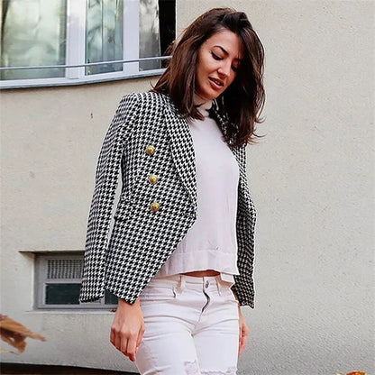 Spring 2025 Women's Casual Faion s Slim Fit Polyester Ladies Jaets Suits Double Breasted Long Sve Pure Color