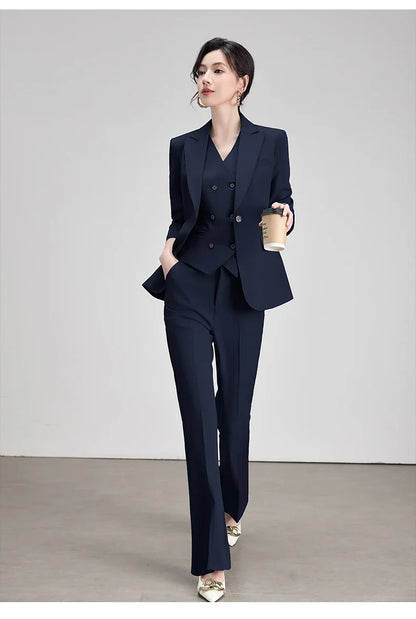 Office Lady Work Blazer Trousers Suits for Women Autumn New Business Chic Blazer and Pants Sets 2 Pieces Womens Outfit Pink