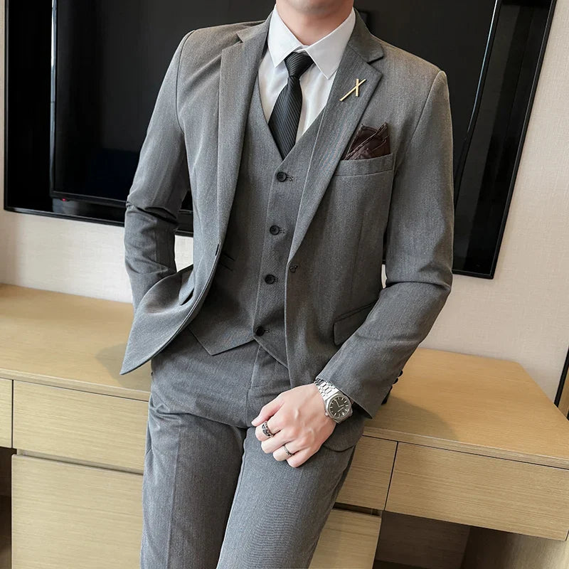 Men's 3-Piece Suit – Blazer, Vest & Trousers | Smart Casual Business & Wedding Suit