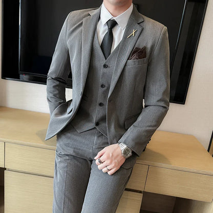 Men's 3-Piece Suit – Blazer, Vest & Trousers | Smart Casual Business & Wedding Suit