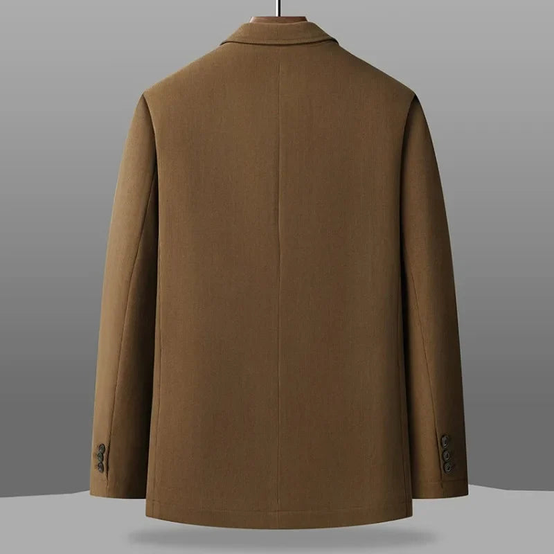 2026 Autumn Winter Men Suit Jacket Thicken Warm Long Sleeve Man Blazer Simple Solid Business Casual Male Outerwear