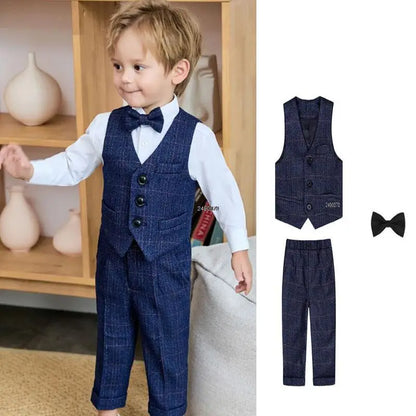 Boys Formal Suit Set – Vest, Pants & Bowtie for Kids