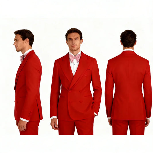 Men's 2-Piece Tuxedo Suit Double Breasted Wide Lapel for Weddings & Formal Occasions