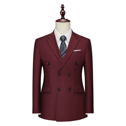 Men's Double Breasted Blazer – Formal Solid Color Suit Jacket for Weddings & Business