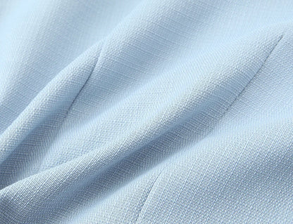 Spring Commuter Style Short Blue Suit Jacket Women's Fashionable Versatile Single Button Flip Collar Top Thin Long Sleeve