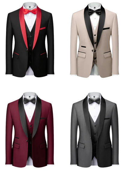 Men's Slim Fit Formal Suit Set – Blazer, Vest & Pants for Weddings & Parties