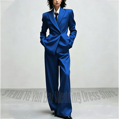 Casual Women Suit Trendy Solid Black Long Sleeve Lapel Straight Fashion Jacket Pants All-Match Shopping Street Style Daily Wear