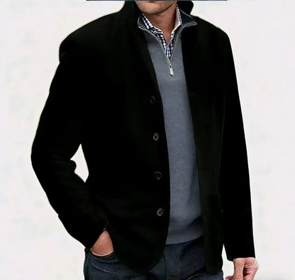 Fall Winter Men's Casual Lapel Coat Vintage Style Cross-Border Fashion Outerwear Straight Hemline Long Sleeve Adult Winter Coat