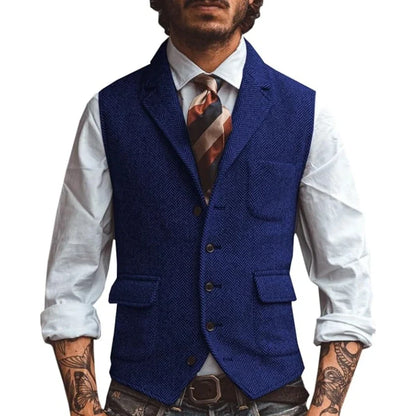 Men's Slim Fit Herringbone Vest for Wedding & Smart Casual Wear – Multiple Colors