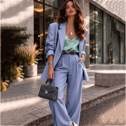 Casual Women Suit Stylish Notched Lapel Single Breasted Modern Elegant Outfit Business Office Daily Street Style Jacket Pants