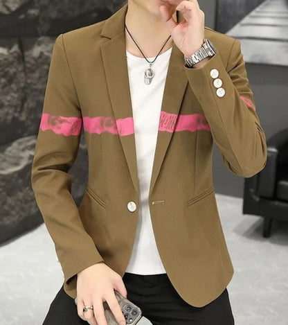 New Trendy Versatile Fashion Solid Color Korean Style Blazer Spring Autumn Casual Men's Slim Fit Handsome Suit Jacket Outerwear