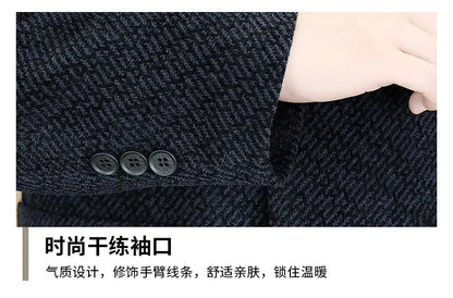 Middle-aged and young business suits, golden mink fleece casual Chenille woolen jackets for men in autumn and winter, with added