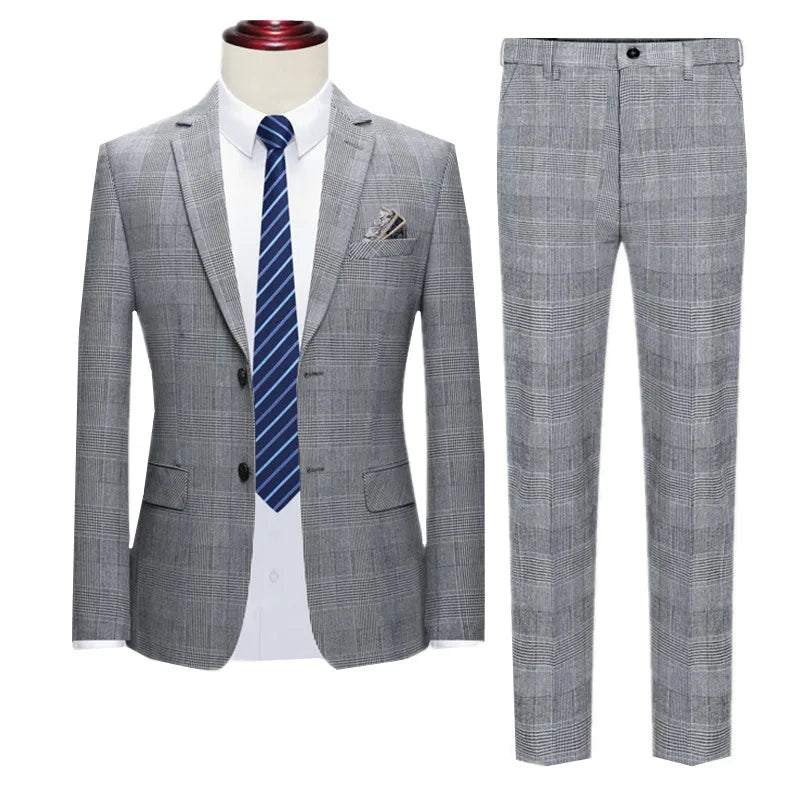 ( Jacket + Pants ) Men's Business Banquet Slim Fit Suits Groom's Wedding Ball Party Dress Blazers and Trouser