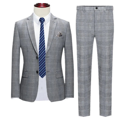 ( Jacket + Pants ) Men's Business Banquet Slim Fit Suits Groom's Wedding Ball Party Dress Blazers and Trouser