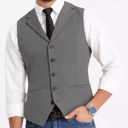 Men Formal Vest Single Breasted Suit Waistcoat for Weddings, Business & Daily Wear