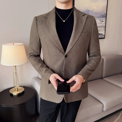 Men's Blazer Single Breasted Slim Fit Korean Style Casual Suit Jacket
