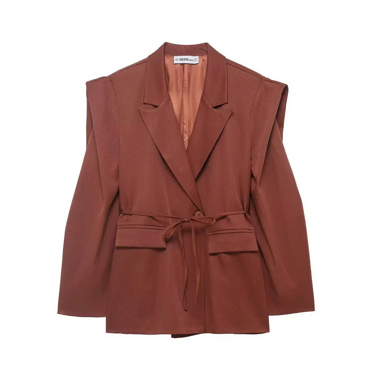 Spring Autumn New Women Blazer Notched Collar Single Button Flying Sleeve Solid Color High-End Elegant Fashion Coat HK18181