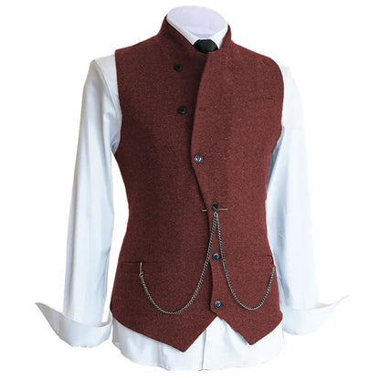 Men's Herringbone Suit Vest – Single Breasted Formal Waistcoat for Wedding & Events