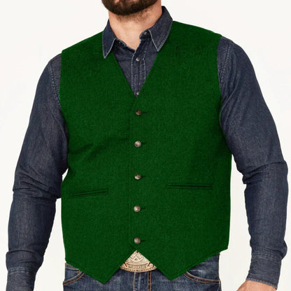 Men's Suit Vest – Herringbone Weave, Single Button, V-Neck, Wedding & Business Formal